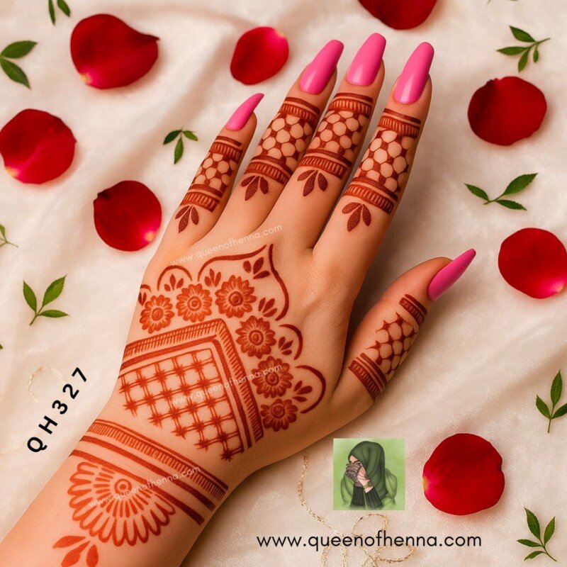 Large Hand Bridal Henna Stencil (QH327) img1- queenofhenna