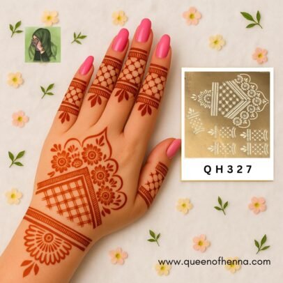 Large Hand Bridal Henna Stencil (QH327) img2- queenofhenna