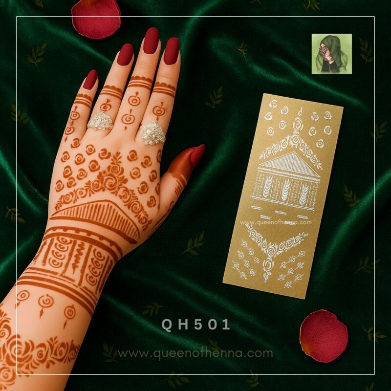 Large HandBridal Henna Stencil (QH501) img1- queenofhenna (1)