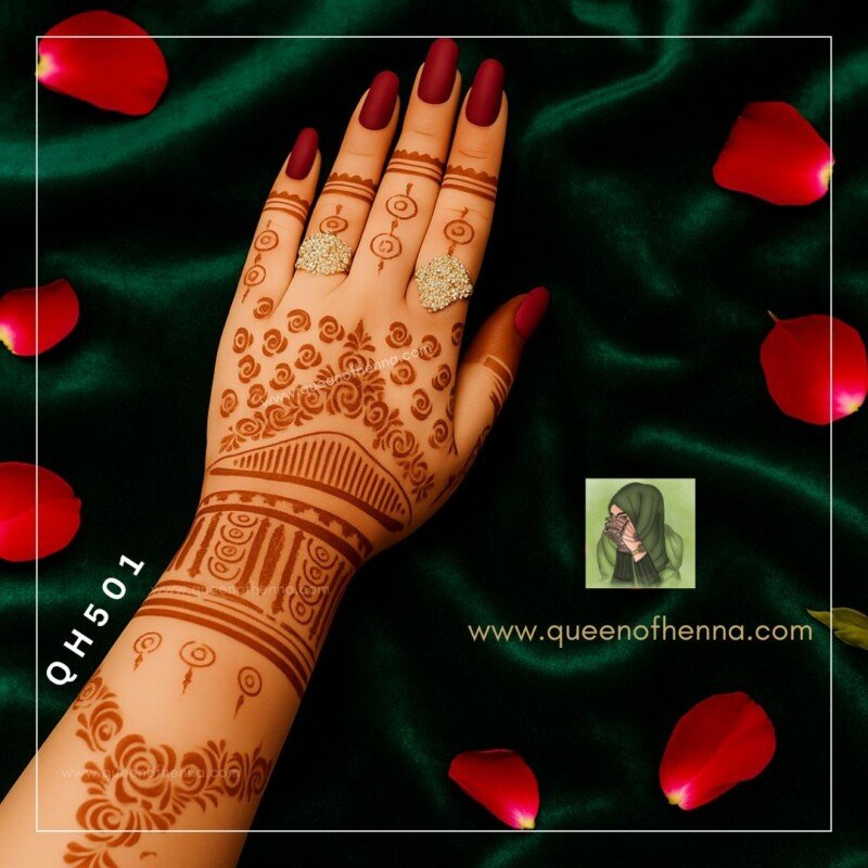 Large HandBridal Henna Stencil (QH501) img2- queenofhenna (1)