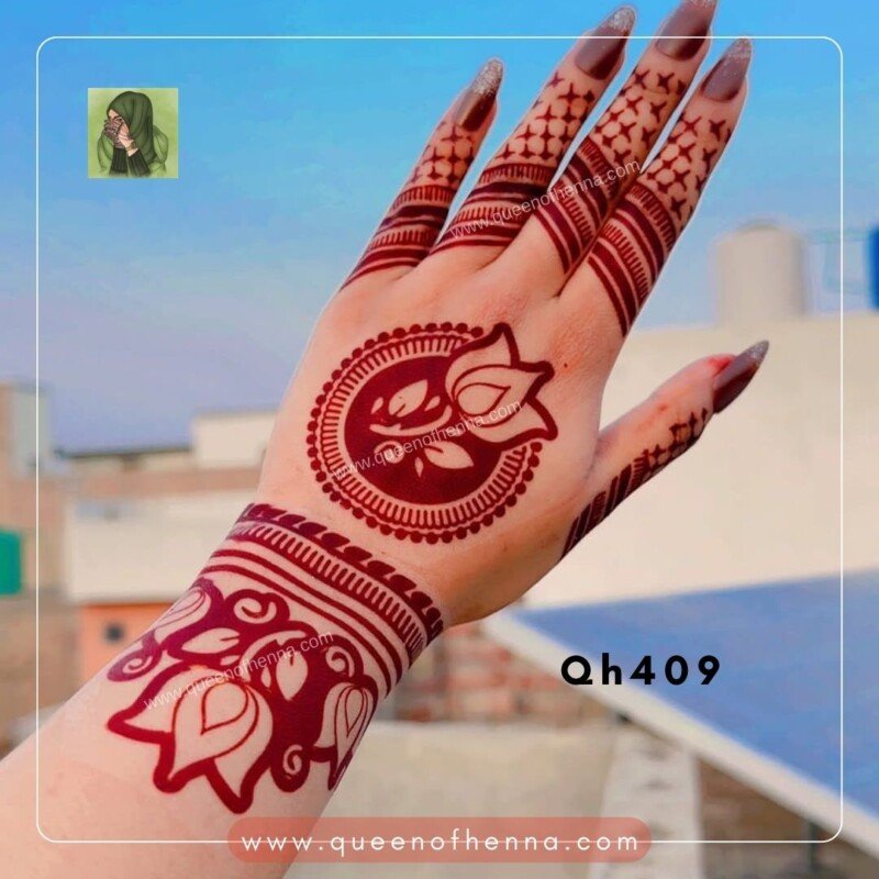 Medium Hand Henna Stencil (QH409) img 2- queenofhenna