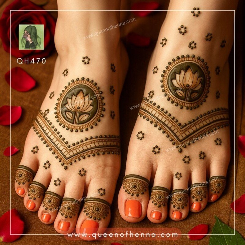 Small Leg Henna Stencil (QH470) img 1- queenofhenna
