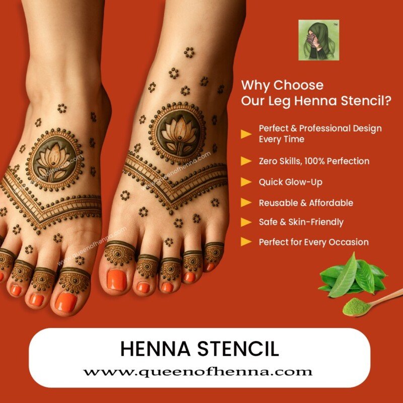Small Leg Henna Stencil (QH470) img 3- queenofhenna