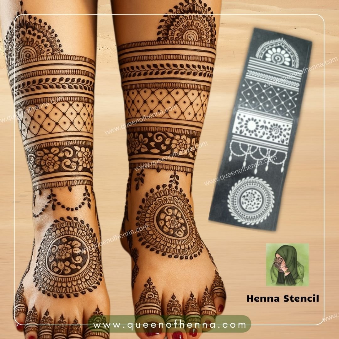 Large Leg Mehandi Sticker (QH467) – Royal Arabic & Bridal Henna Magic for Feet- 1 Pair
