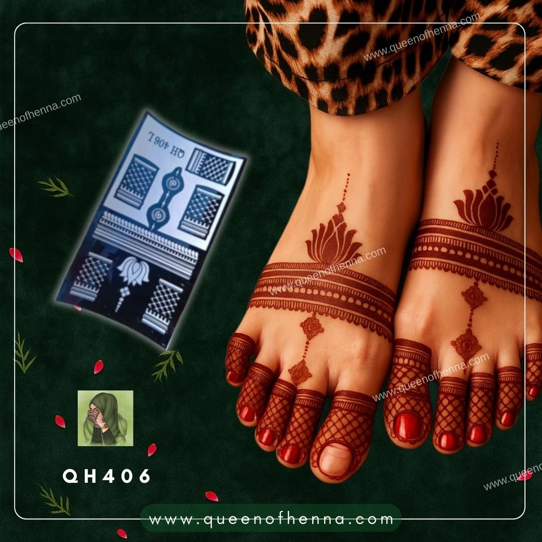 Large Leg Mehndi Stencil (QH406) | Elegant Henna Stencil for Wedding & Festivals