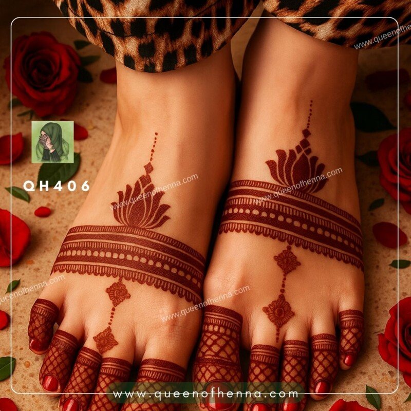 Large Leg Mehndi Stencil (QH406) img 2- queenofhenna