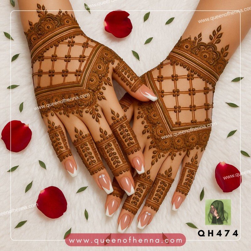 Medium Hand Henna Stencil (QH474) img 2- queenofhenna
