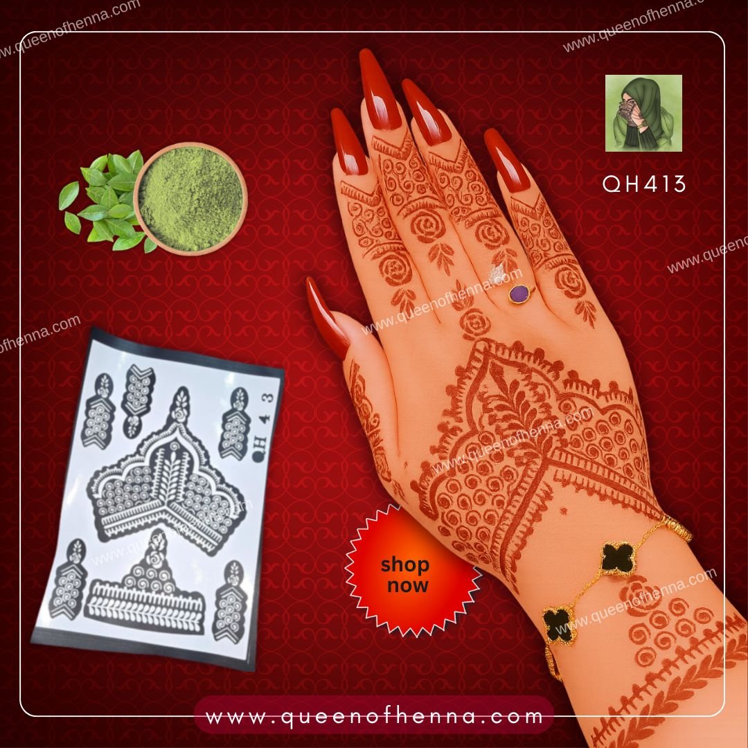 Medium Hand Mehandi Stencil (QH413) – Trending Henna Sticker for Festive Glam