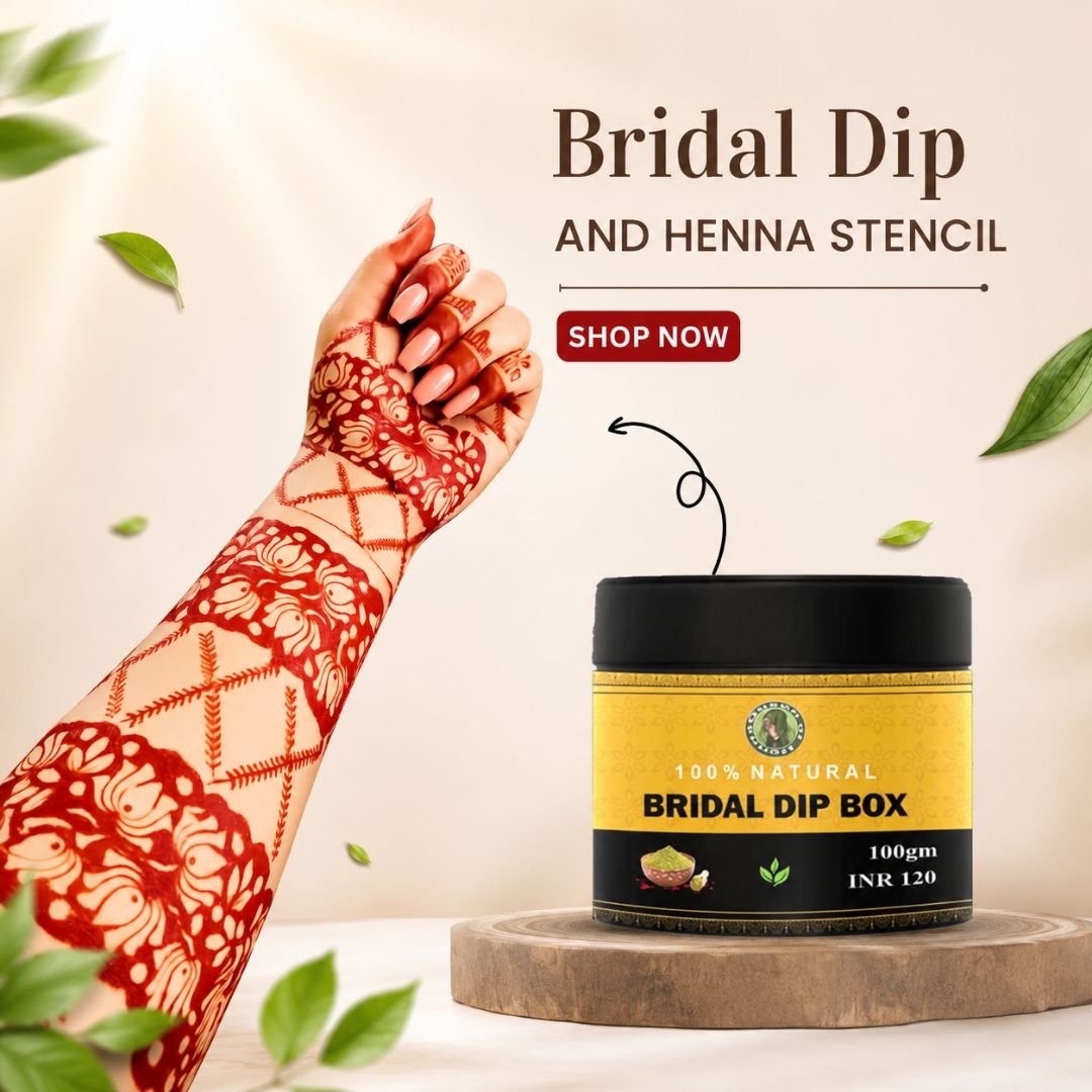 Bridal Henna Stencil (QH516) with Dip Box (100 gm) - combo product - img3- queen of henna