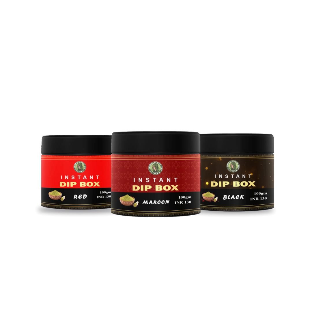 Buy 3 Instant Henna Dip Box (100 gm) and Get 3 Finger Stencils Free | Available in Maroon, Red & Black