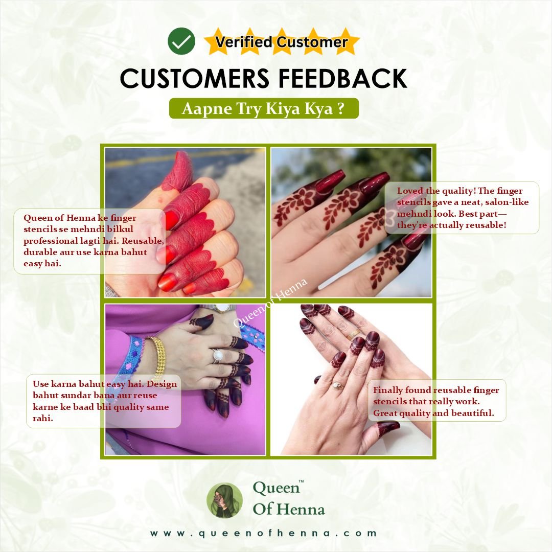 Buy 5 finger stencils and get 1 free maroon dip box 35 gm img1 - combo offers- feedback- queen of henna