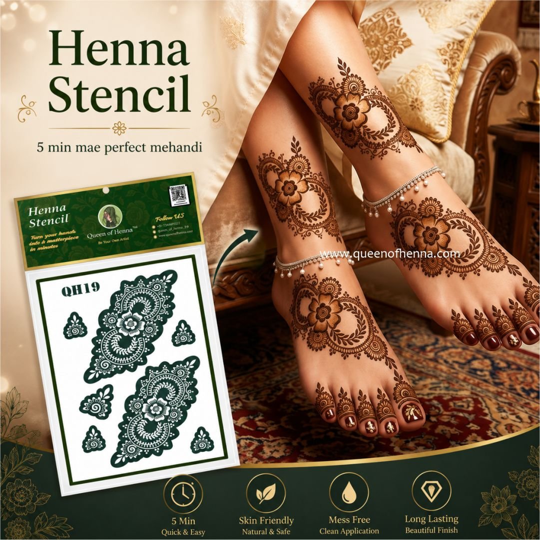 Medium Hand Henna Stencil (QH19) img2 - queen of henna