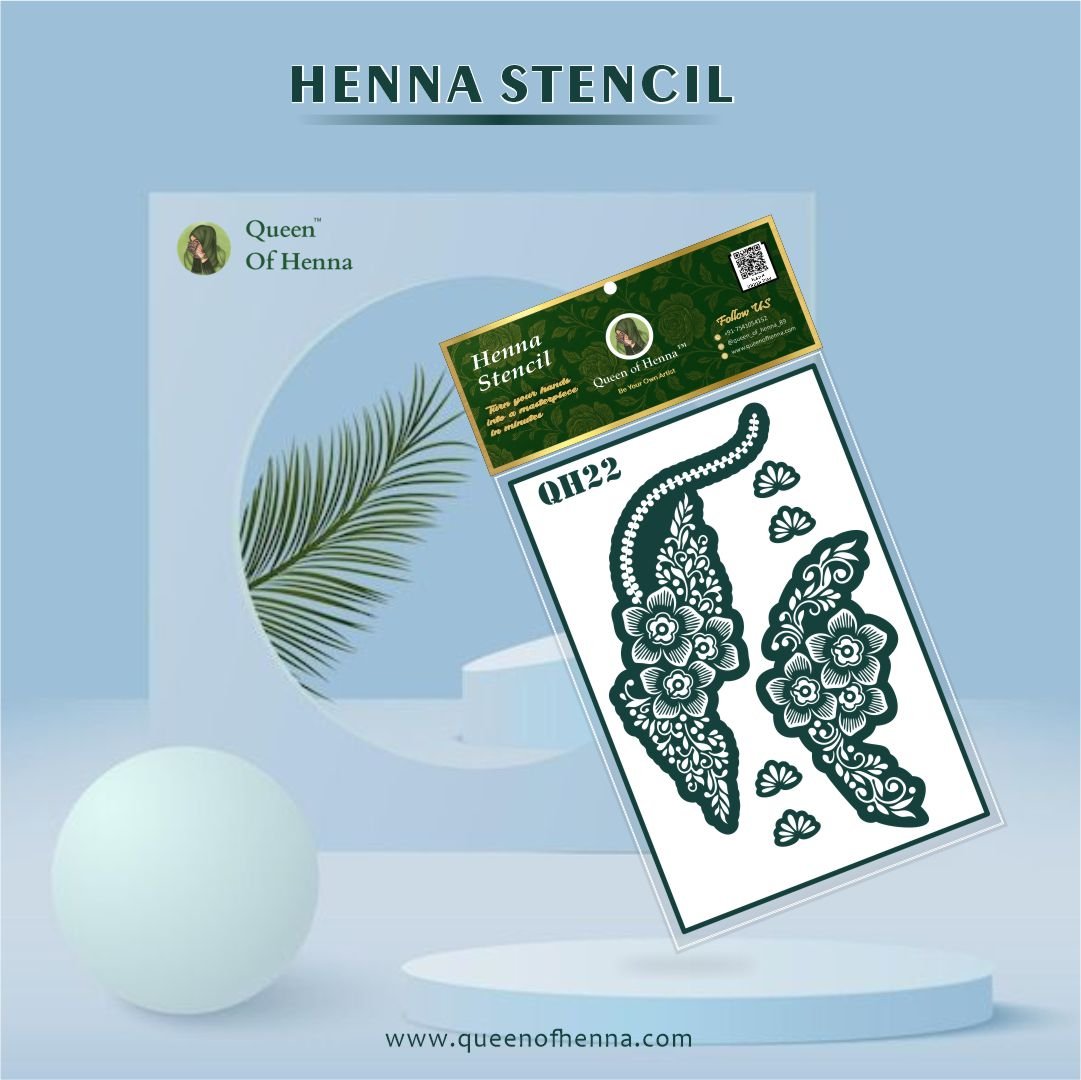 Medium Hand Henna Stencil (QH22) img2- queen of henna