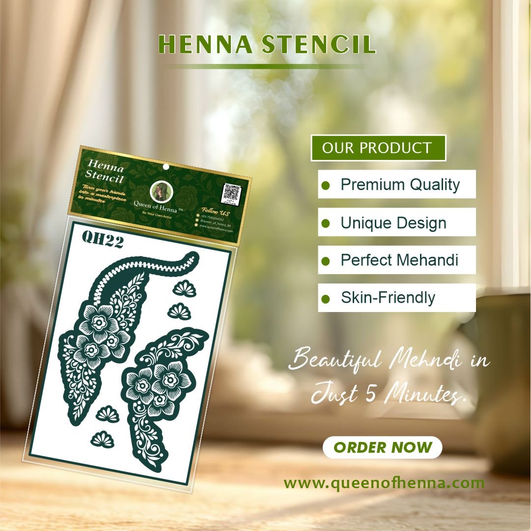 Medium Hand Henna Stencil (QH22) img3- queen of henna