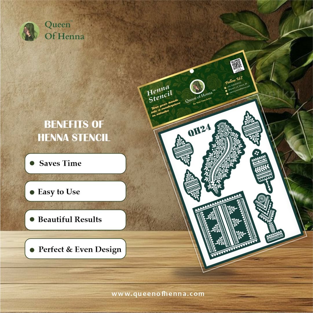 Medium Hand Henna Stencil (QH24) img2- queen of henna
