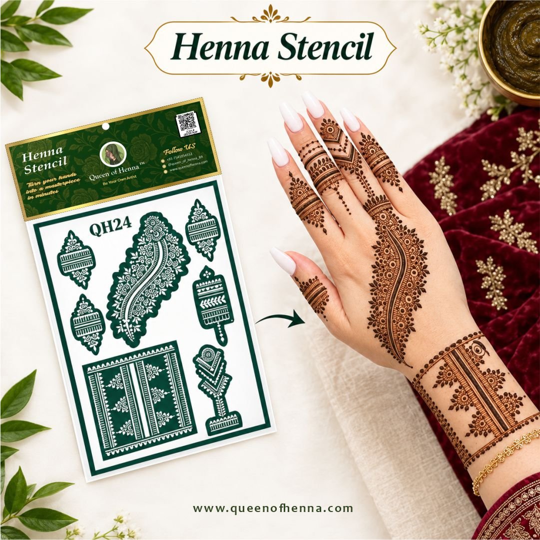 Medium Hand Henna Stencil (QH24) img3- queen of henna