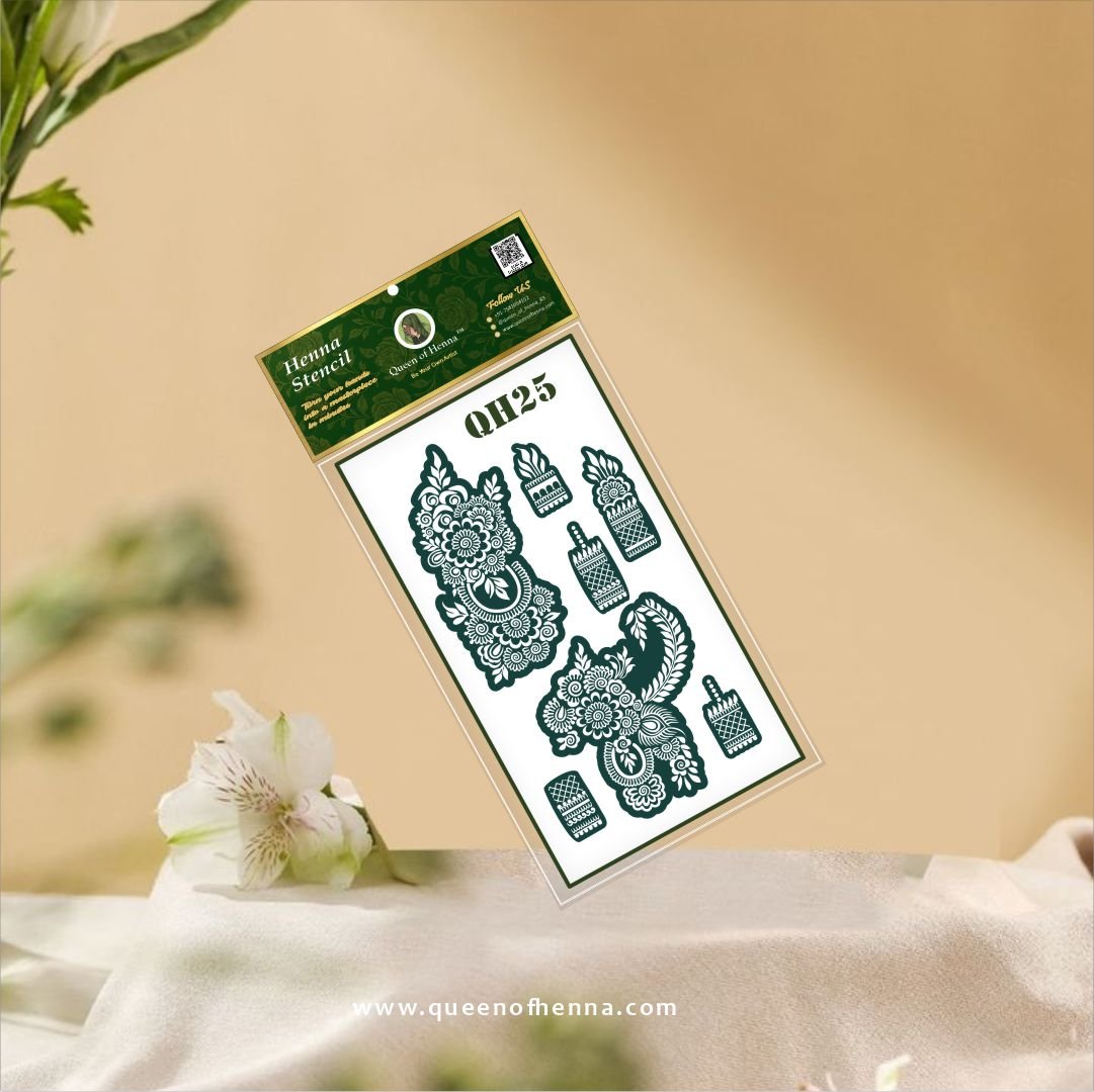 Medium Hand Henna Stencil (QH25) img2 - queen of henna