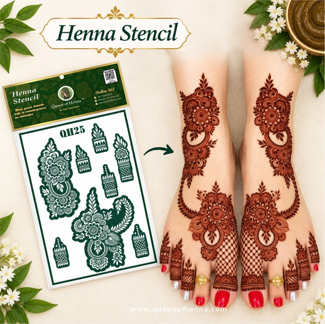 Medium Hand Henna Stencil (QH25) img3 - queen of henna